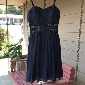 Cut out lace navy dress